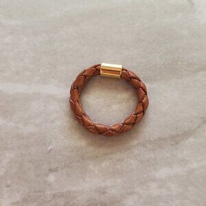 🌵 J.Crew Brown Braided Leather Ring Size 6 🌵
